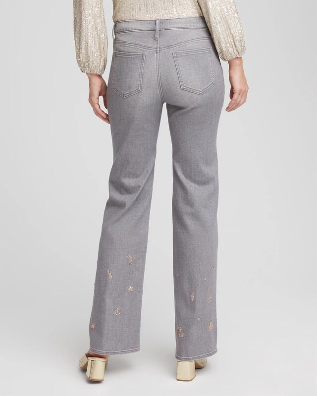 Rose Gold Embellished Girlfriend Flared Jeans - image 3